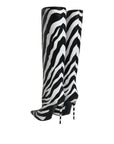 Dolce & Gabbana Black White Zebra Heels High Boots Shoes