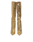 Dolce & Gabbana Gold Leather Stiletto Heels High Boots Shoes