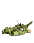 Dolce & Gabbana Green Animal Print Ankle Wrap Sandals Shoes