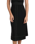 Dolce & Gabbana Black Wool Stretch A-line Sheath Dress
