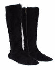 Dolce & Gabbana Black Xiangao Lamb Fur Leather Boots