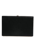 Dolce & Gabbana Black Leather Gold Frame Clutch Evening Party Purse Bag
