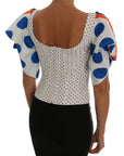 Dolce & Gabbana White Polka Silk Corset Bustier Top
