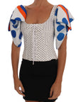 Dolce & Gabbana White Polka Silk Corset Bustier Top