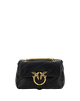 PINKO Black Calf Leather Bos Taurus Shoulder Bag