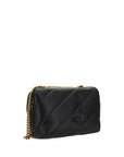 PINKO Black Calf Leather Bos Taurus Shoulder Bag