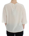Dolce & Gabbana White Sequined Key Silk Blouse T-shirt Top