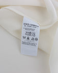 Dolce & Gabbana White Sequined Key Silk Blouse T-shirt Top