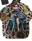 Dolce & Gabbana Brown Leopard Sequin Sicily Applique Baseball Hat