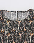 Dolce & Gabbana Gray Gold Key Print Silk Blouse T-shirt
