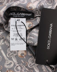 Dolce & Gabbana Gray Gold Key Print Silk Blouse T-shirt