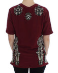 Dolce & Gabbana Red Knight Print Silk Blouse T-shirt