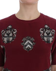 Dolce & Gabbana Red Knight Print Silk Blouse T-shirt