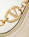 Valentino Garavani Ivory Leather Small Hobo Vlogo Shoulder Bag