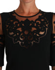 Dolce & Gabbana Black Floral Cut Out Pattern Coctail Dress