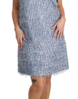 Dolce & Gabbana Light Blue Fringe Shift Gown Dress