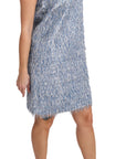 Dolce & Gabbana Light Blue Fringe Shift Gown Dress