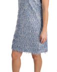 Dolce & Gabbana Light Blue Fringe Shift Gown Dress