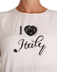 Dolce & Gabbana White Silk I LOVE ITALY Cami T-shirt