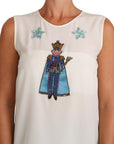Dolce & Gabbana White Silk Crystal Sequined Fairy T-shirt