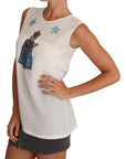 Dolce & Gabbana White Silk Crystal Sequined Fairy T-shirt