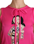Dolce & Gabbana Pink Family Silk Tank Mama Blouse Top Shirt