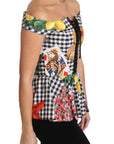 Dolce & Gabbana Black and White Corset Blouse Sicily Lemon Check Top