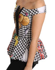 Dolce & Gabbana Black and White Corset Blouse Sicily Lemon Check Top