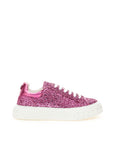 Casadei Fuchsia Fabric And Leather Low Top Sneakers
