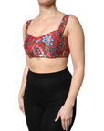 Dolce & Gabbana Red Floral Brocade Cropped Bustier Corset Top