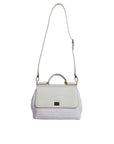 Dolce & Gabbana White Rafia Leather Top Handle Crossbody Bag