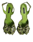 Dolce & Gabbana Green Python Leather Heels Sandals Shoes