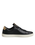 Dolce & Gabbana Black Leather Gold Red Heart Sneakers Shoes