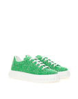 Casadei Green Fabric And Leather Athletic Sneakers