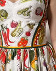 Dolce & Gabbana White Vegetables Sleeveless A-line Dress