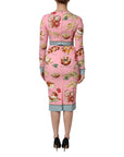 Dolce & Gabbana Pink Pastry Print Bodycon Sheath Midi Dress