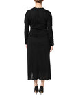 Dolce & Gabbana Black Wool Long Sleeves Sheath Midi Dress