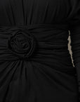 Dolce & Gabbana Black Wool Long Sleeves Sheath Midi Dress