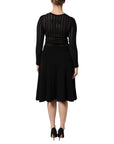 Dolce & Gabbana Black Cashmere Long Sleeves A-line Midi Dress