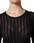 Dolce & Gabbana Black Cashmere Long Sleeves A-line Midi Dress