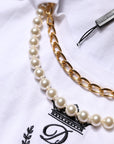 Dolce & Gabbana White Chain Pearl Cotton Round Neck T-shirt