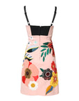 Dolce & Gabbana Pink Floral Print Spaghetti Strap Mini Dress