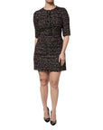 Dolce & Gabbana Brown Tweed Short Sleeves A-line Mini Dress