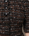 Dolce & Gabbana Brown Tweed Short Sleeves A-line Mini Dress
