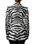 Dolce & Gabbana Black White Polyester Women Blazer Jacket