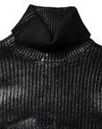 Dolce & Gabbana Black Wool Long Sleeve Turtleneck Cropped Top