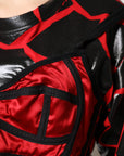 Dolce & Gabbana Red Black Cotton Bustier Detailing Cropped Top