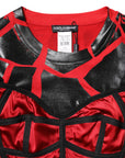 Dolce & Gabbana Red Black Cotton Bustier Detailing Cropped Top