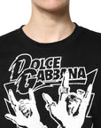 Dolce & Gabbana Black Cotton Printed Short Sleeves T-shirt