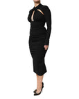Dolce & Gabbana Black Long Sleeves Sheath Midi Dress